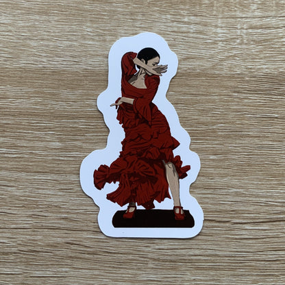 Magnet, aimant de réfrigérateur, frigo, dessin numérique, danse flamenco femme robe rouge, inktober 2024 elsa abadie penars