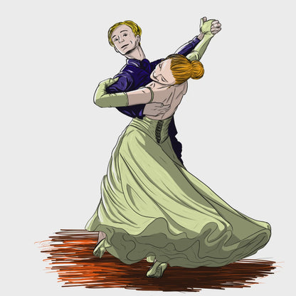 Magnet, aimant de réfrigérateur, frigo, dessin numérique, danse couple valse, inktober 2024 elsa abadie penars