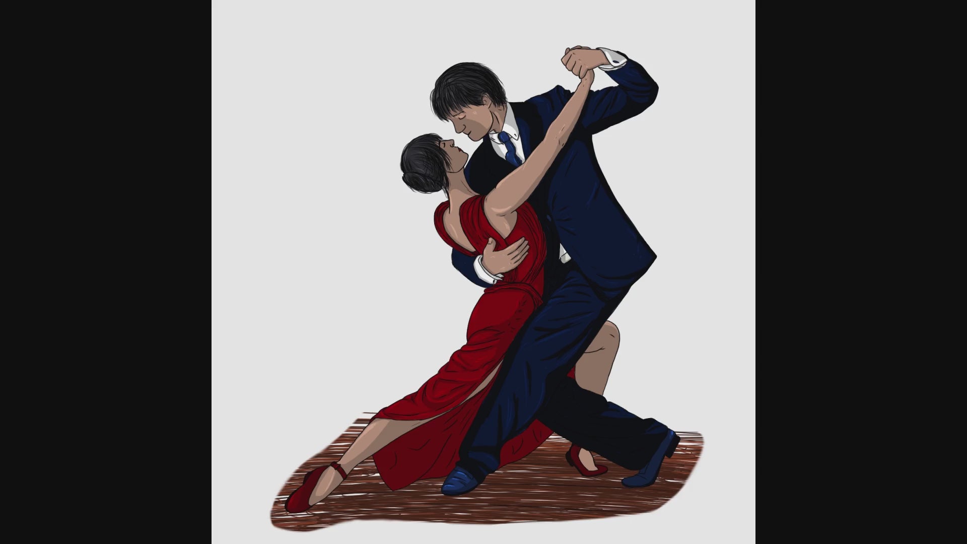 Magnet, aimant de réfrigérateur, frigo, dessin numérique, danse couple tango homme costume bleu femme robe rouge, inktober 2024 elsa abadie penars