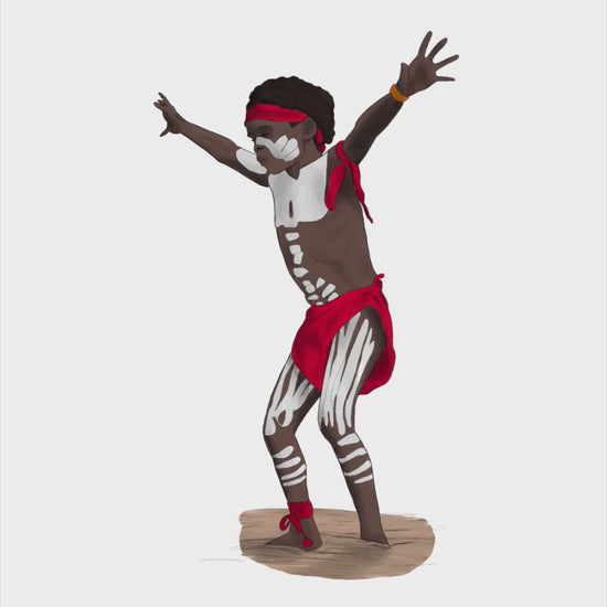 Magnet, aimant de réfrigérateur, frigo, dessin numérique, danse corroboree indigène aborigène enfant garçon 2024 elsa abadie penars timelapse