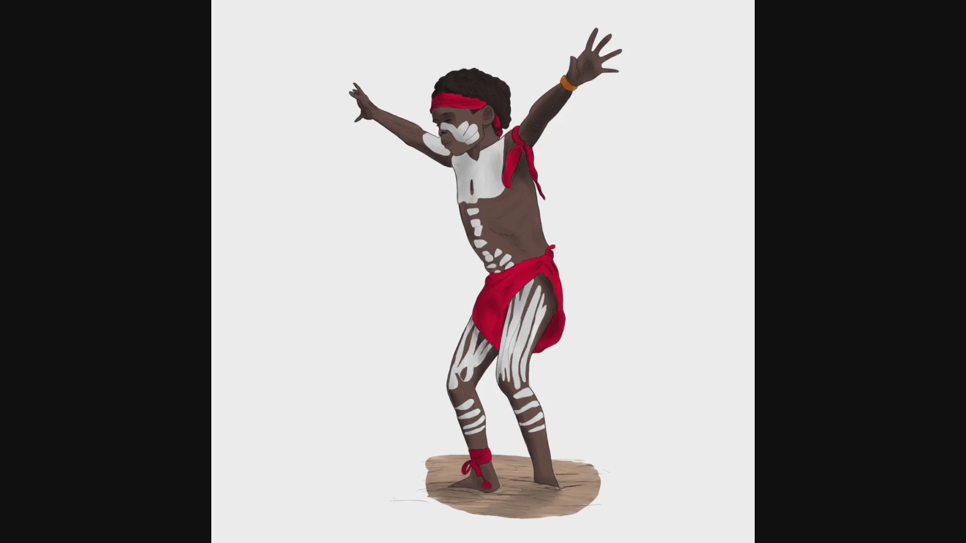 Magnet, aimant de réfrigérateur, frigo, dessin numérique, danse corroboree indigène aborigène enfant garçon 2024 elsa abadie penars timelapse
